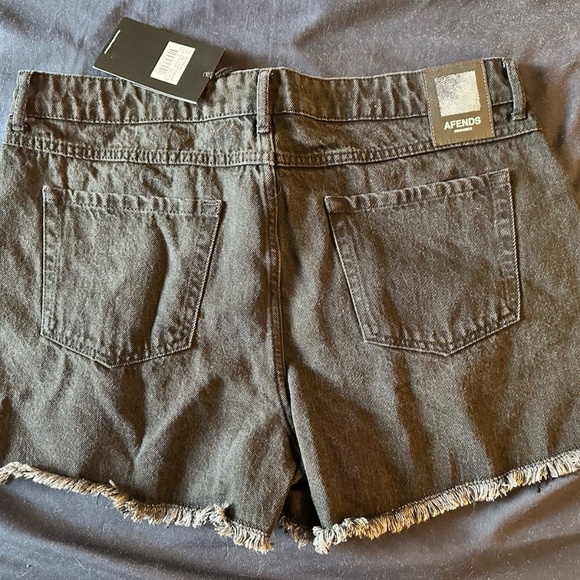 AFENDS black cutoff fringe shorts size 32 100% cotton - Picture 4 of 5